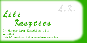 lili kasztics business card